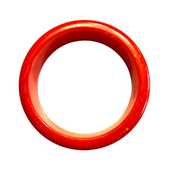 Vintage orange creamsicle Bakelite bangle bracelet cream swirl sliced tested - Picture 2 of 6